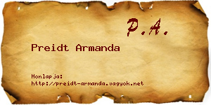 Preidt Armanda névjegykártya